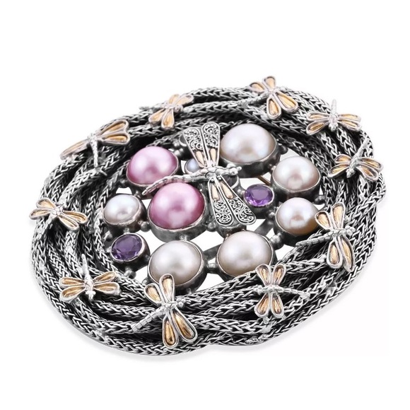 Bali Legacy 3.5 CT’s Amethyst And Multi Gemstone Dragonfly Brooch Or Pendant - Picture 3 of 4